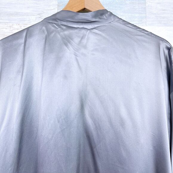 Victorias Secret Vintage Silk Robe Gray Lace Trim Gold Label Womens Medium - Picture 5 of 6